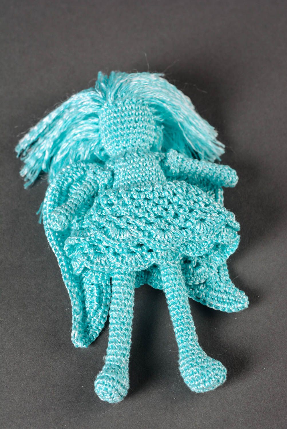 Poupée ange Jouet fait main bleu tricoté en acrylique et laine Cadeau enfant photo 2