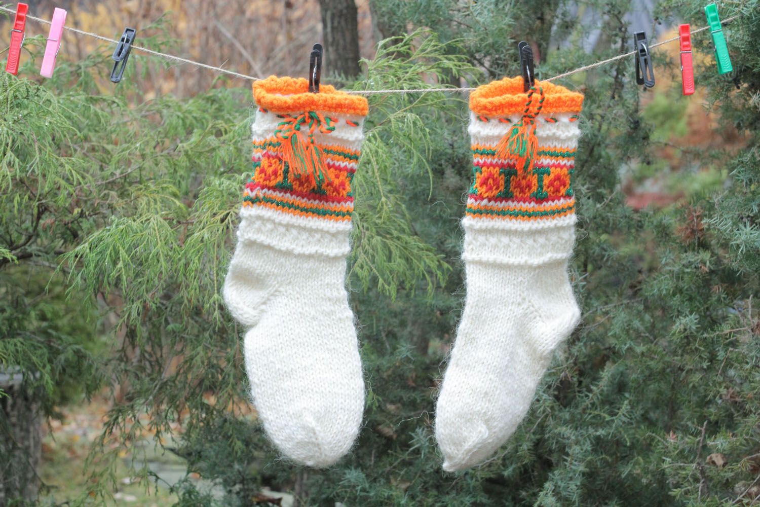 Knitted socks with ornament photo 1