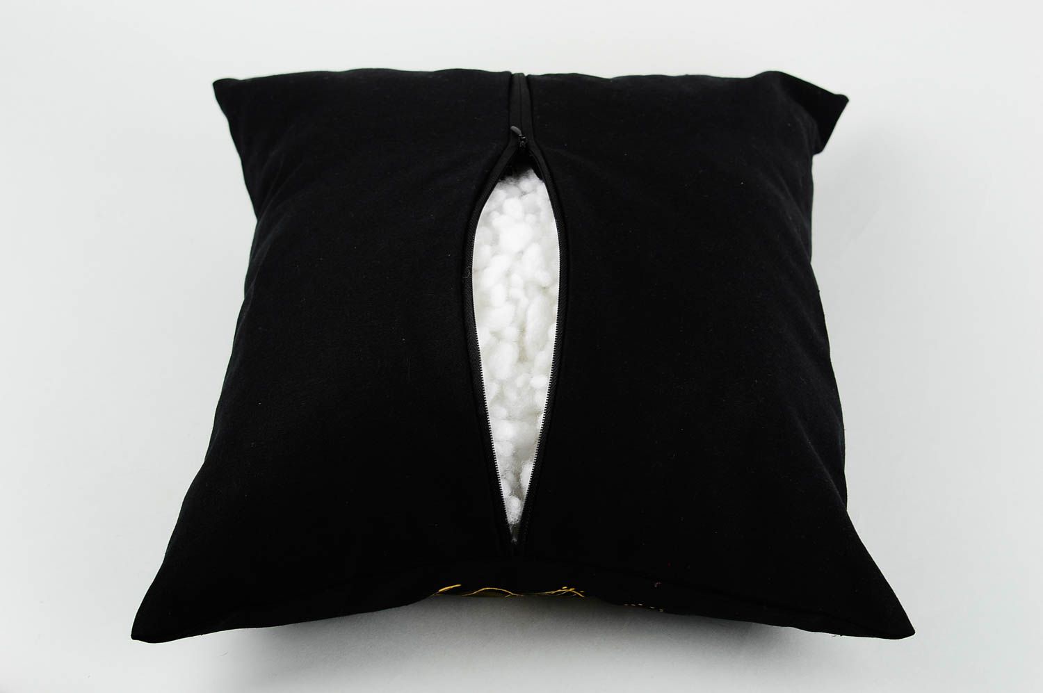 Диванная подушка хенд мейд декоративная подушка черная цветы подушка на диван фото 5