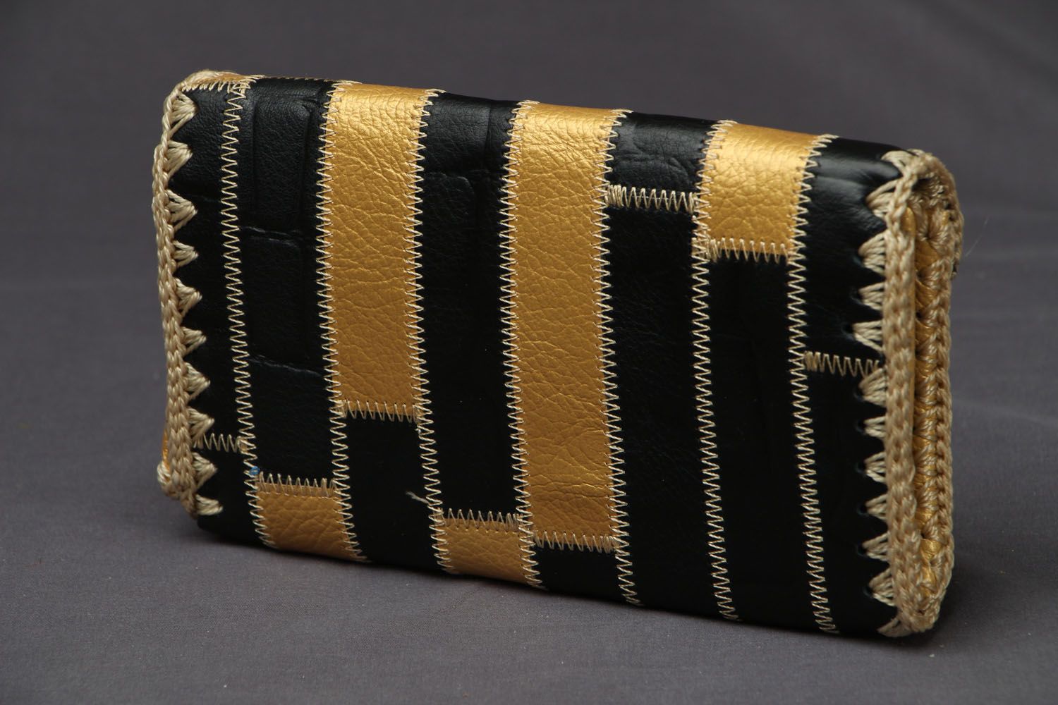 Women's leather wallet Black Gold photo 3