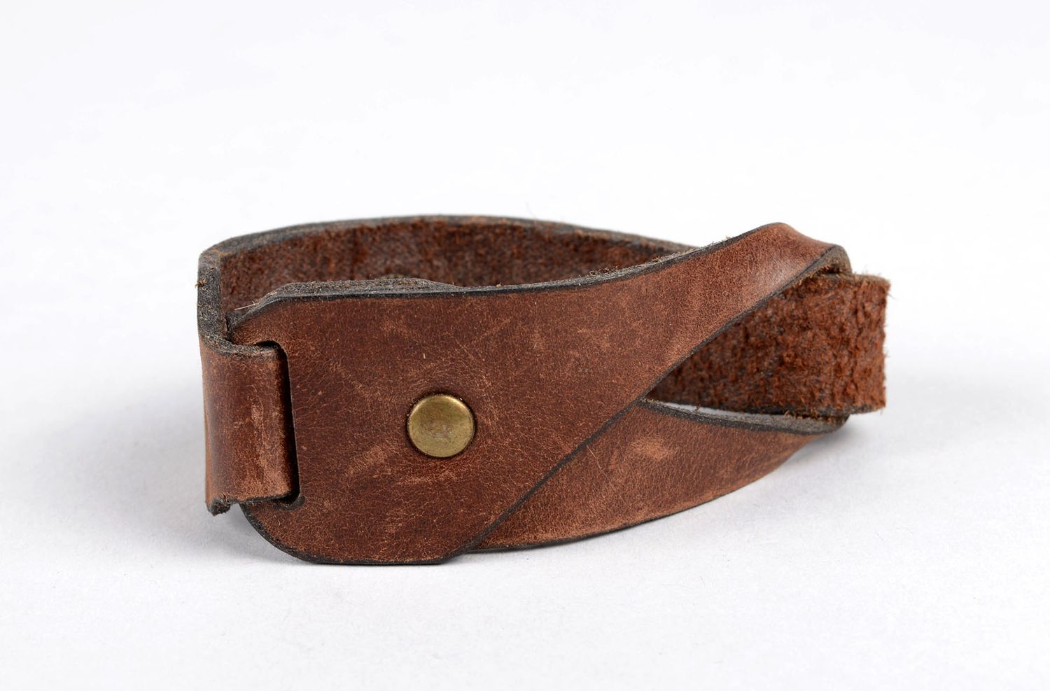 Handmade leather bracelet unisex brown bracelet stylish accessory gift photo 2