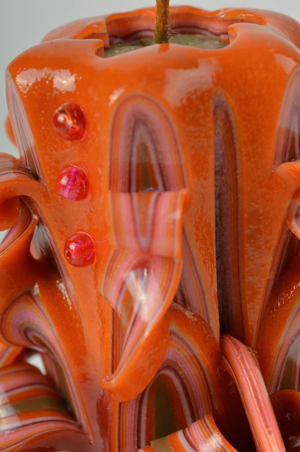 Grande Bougie déco fait main en paraffine couleur corail Décoration maison photo 3