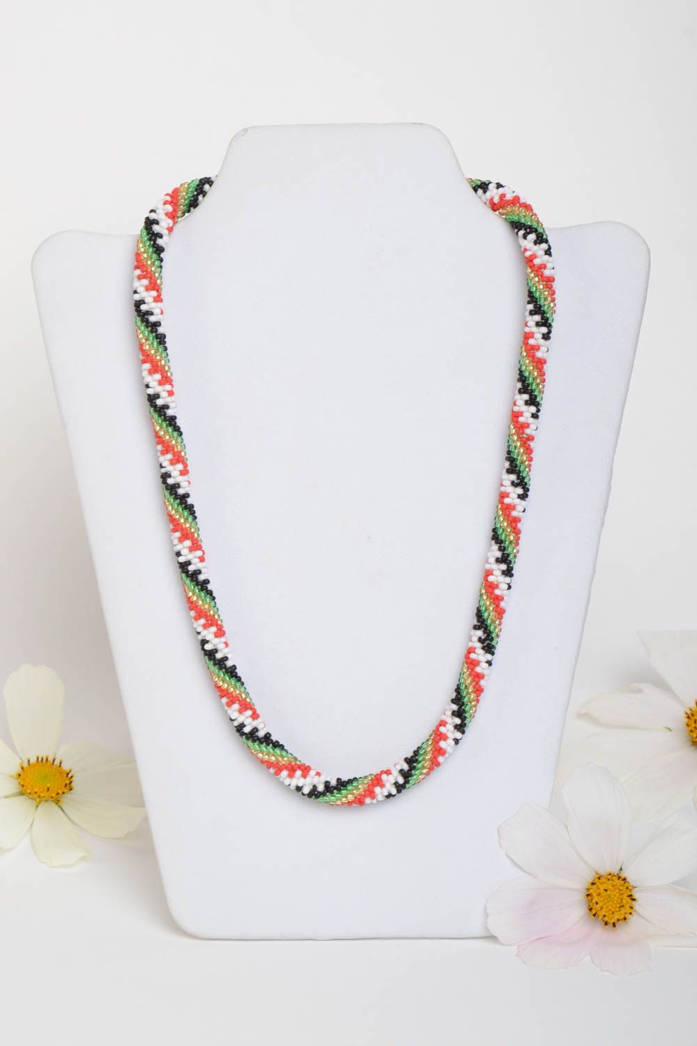 Collier spirale Bijou fait main en perles de rocaille  multicolore Cadeau femme photo 1