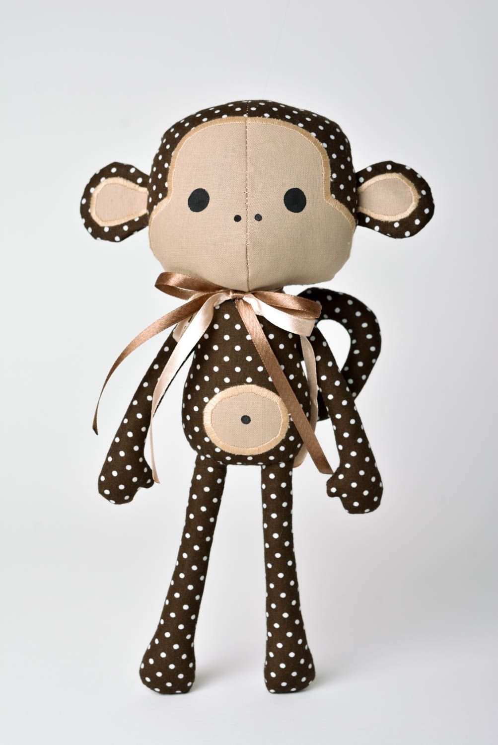 Juguete artesanal decoración para interior muñeco de peluche mono marrón foto 1
