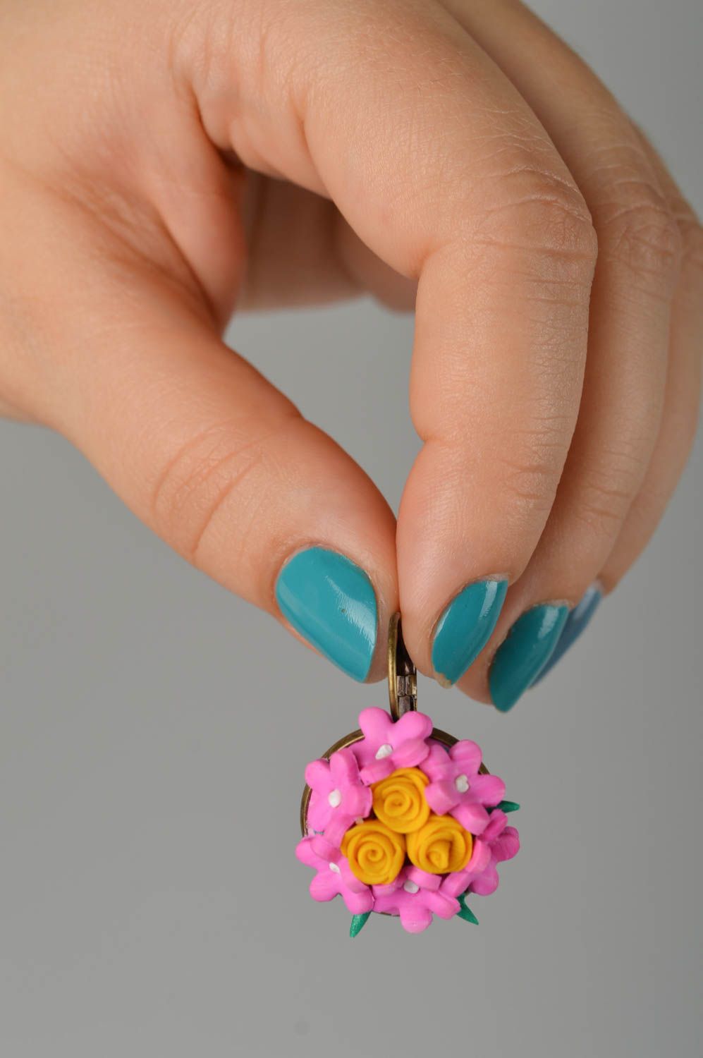 Украшение ручной работы серьги из полимерной глины модные серьги цветочные фото 2