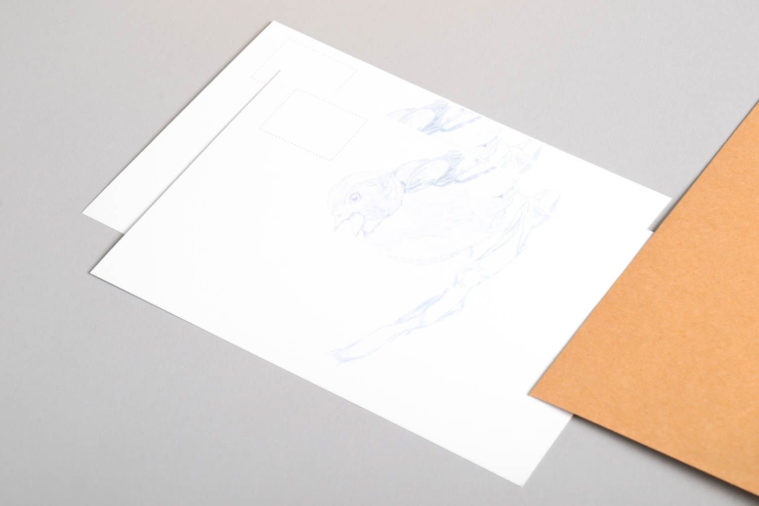 Cartes de voeux fait main blanches avec oiseaux originales Idée cadeau 2 pièces photo 3
