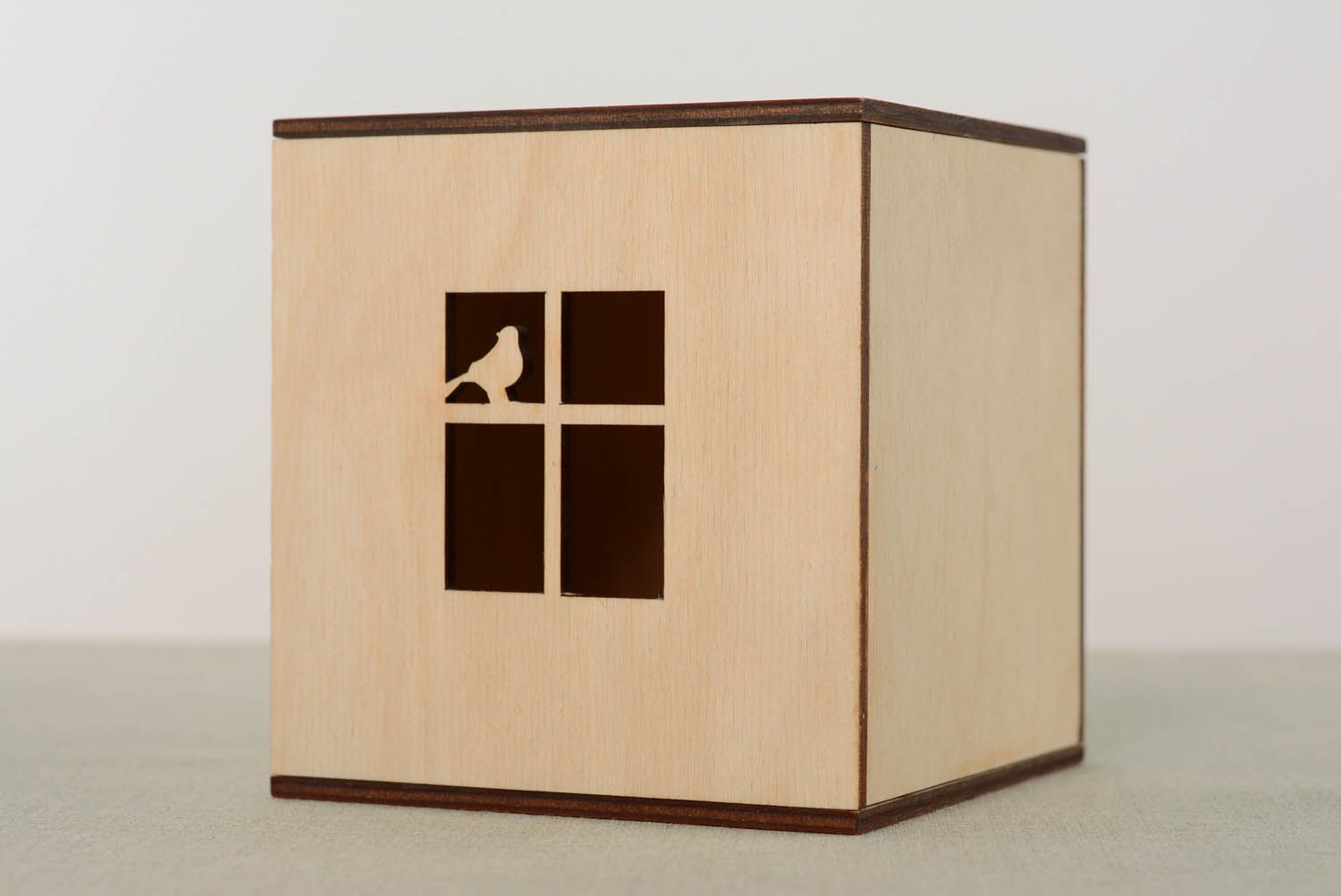 Boîte à décorer en bois Oiseau carrée faite main photo 5