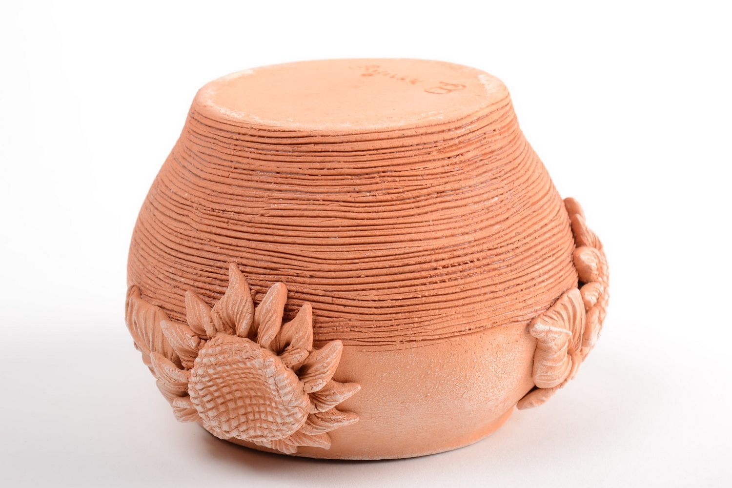 Pot en terre cuite fait main avec tournesols 50 cl vaisselle décorative photo 5