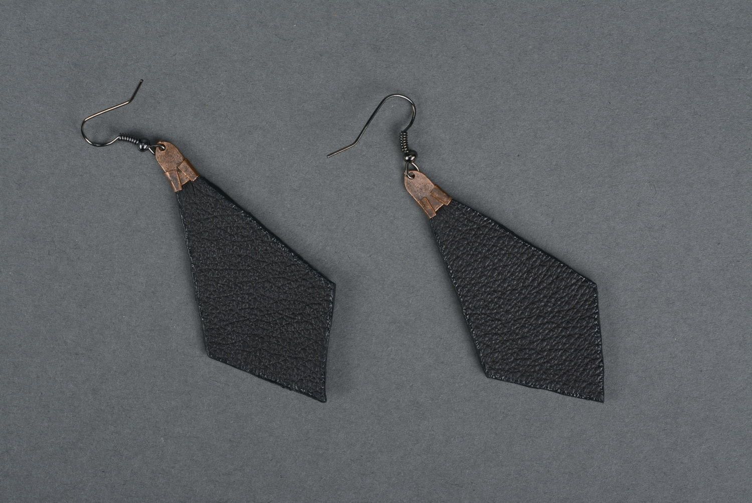 Long earrings made of leather with ornament  photo 3