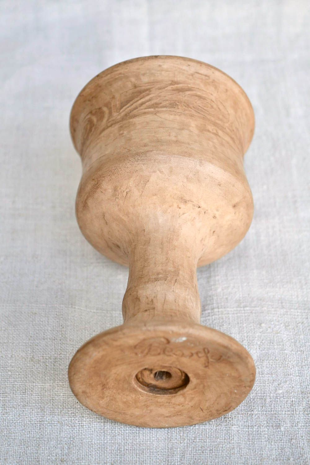 Becher aus Ton handgefertigt Keramik Geschirr Küchen Deko in Hellbraun foto 5