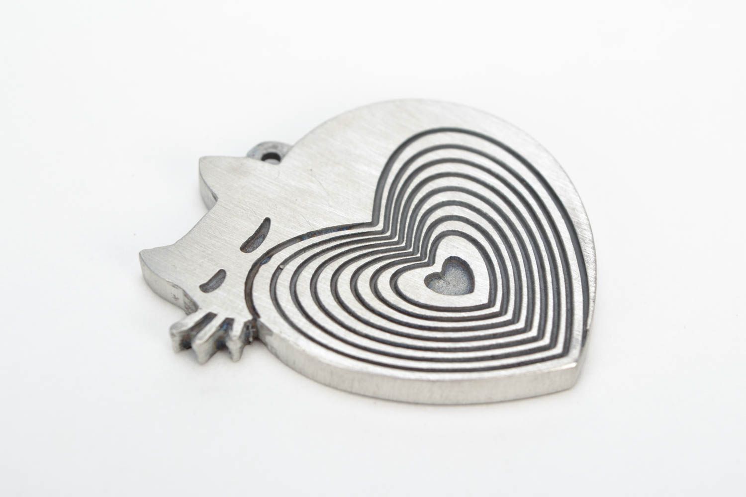 Fornitura para bisutería de metal artesanal corazón con gata foto 5