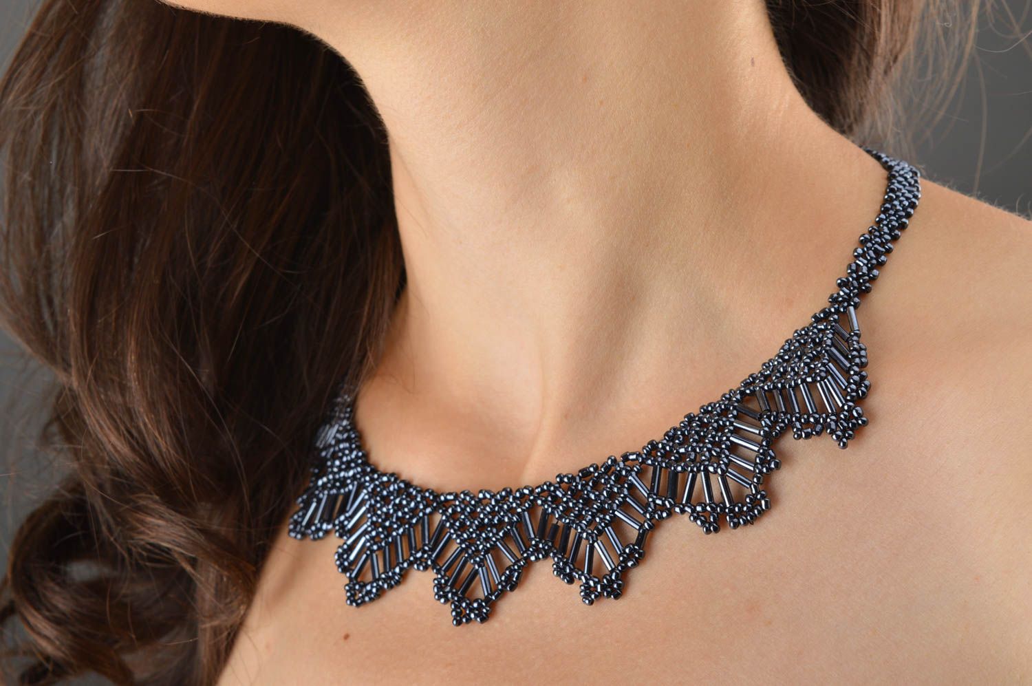 Handmade Halskette für Frauen Designer Schmuck Frauen Accessoire Damen schwarz foto 5