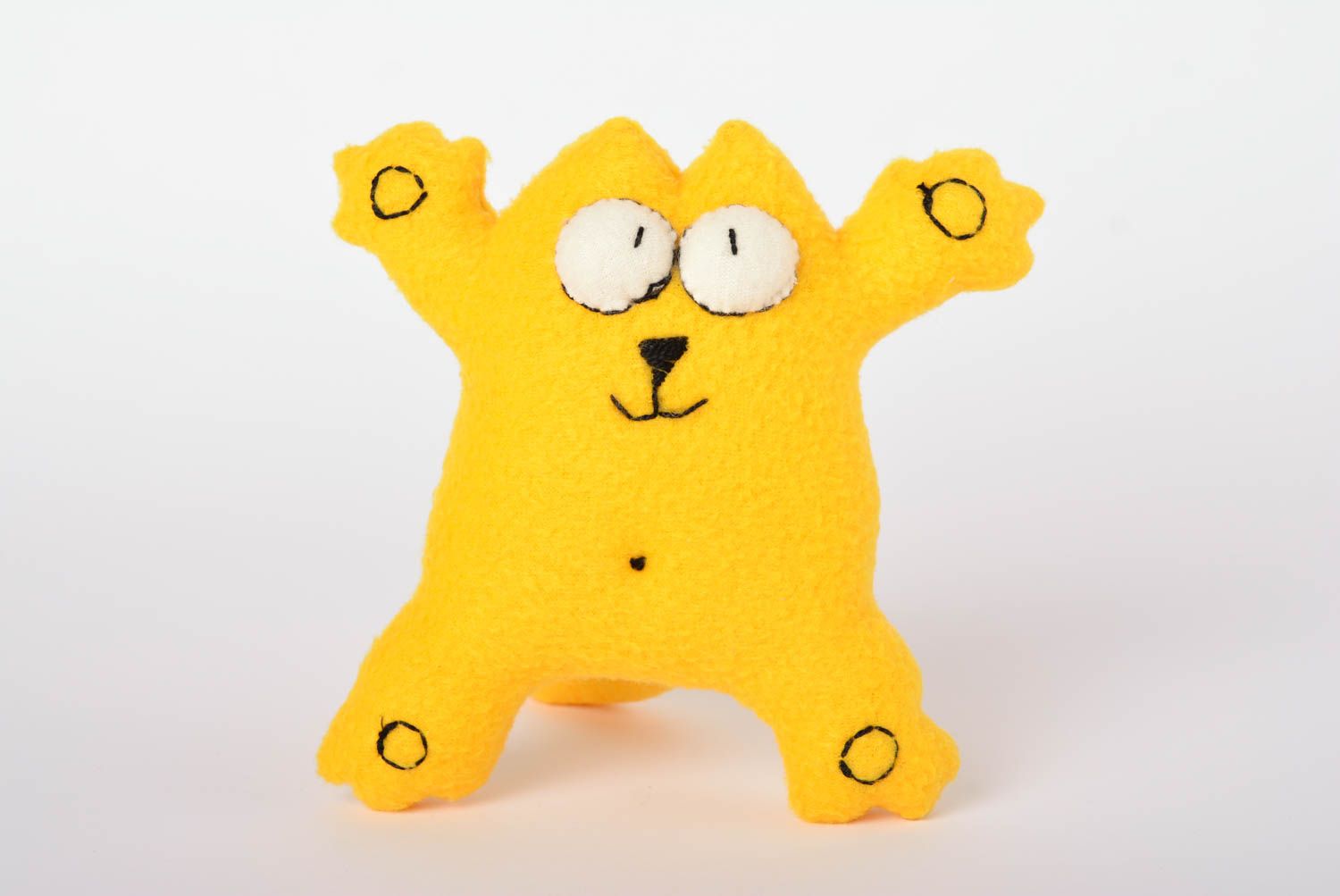 Juguete artesanal decoración para interior muñeco de peluche gato amarillo foto 1