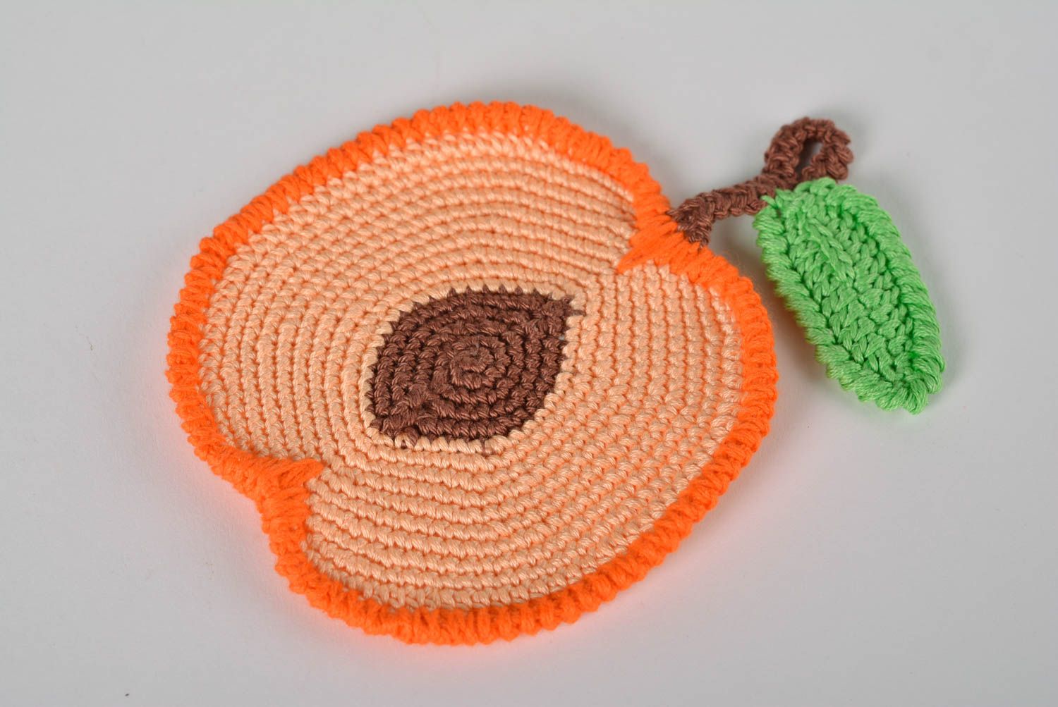 Dessous-de-verre au crochet fait main Accessoire cuisine coton viscose orange photo 1