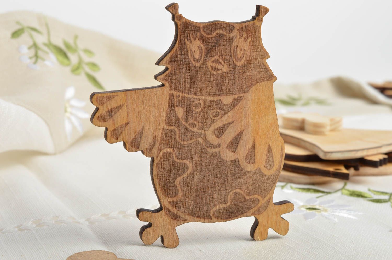 Blank for creativity in the form of an owl small beautiful handmade cut out photo 1