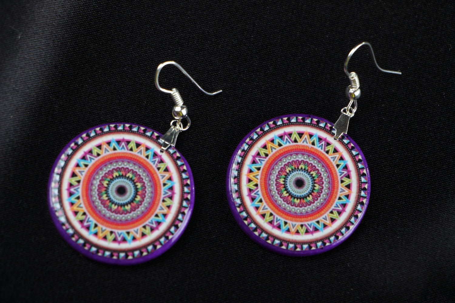 Bright earrings made of polymer clay photo 1