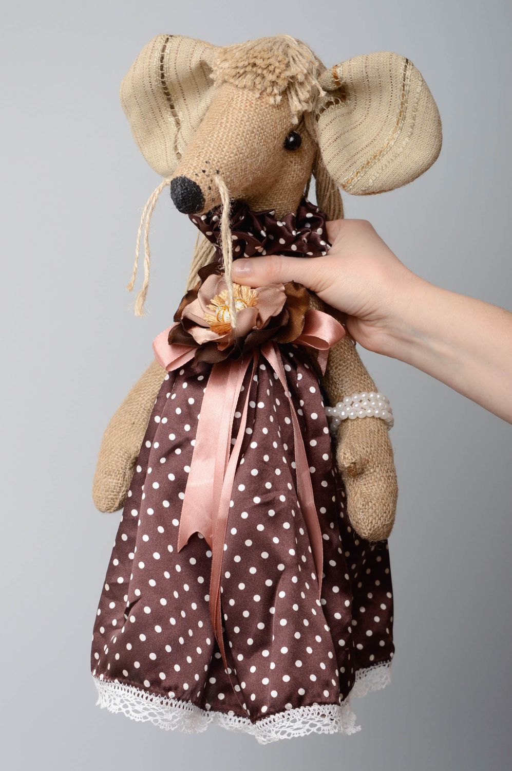 Handmade soft toy Mouse with Long Hair photo 4