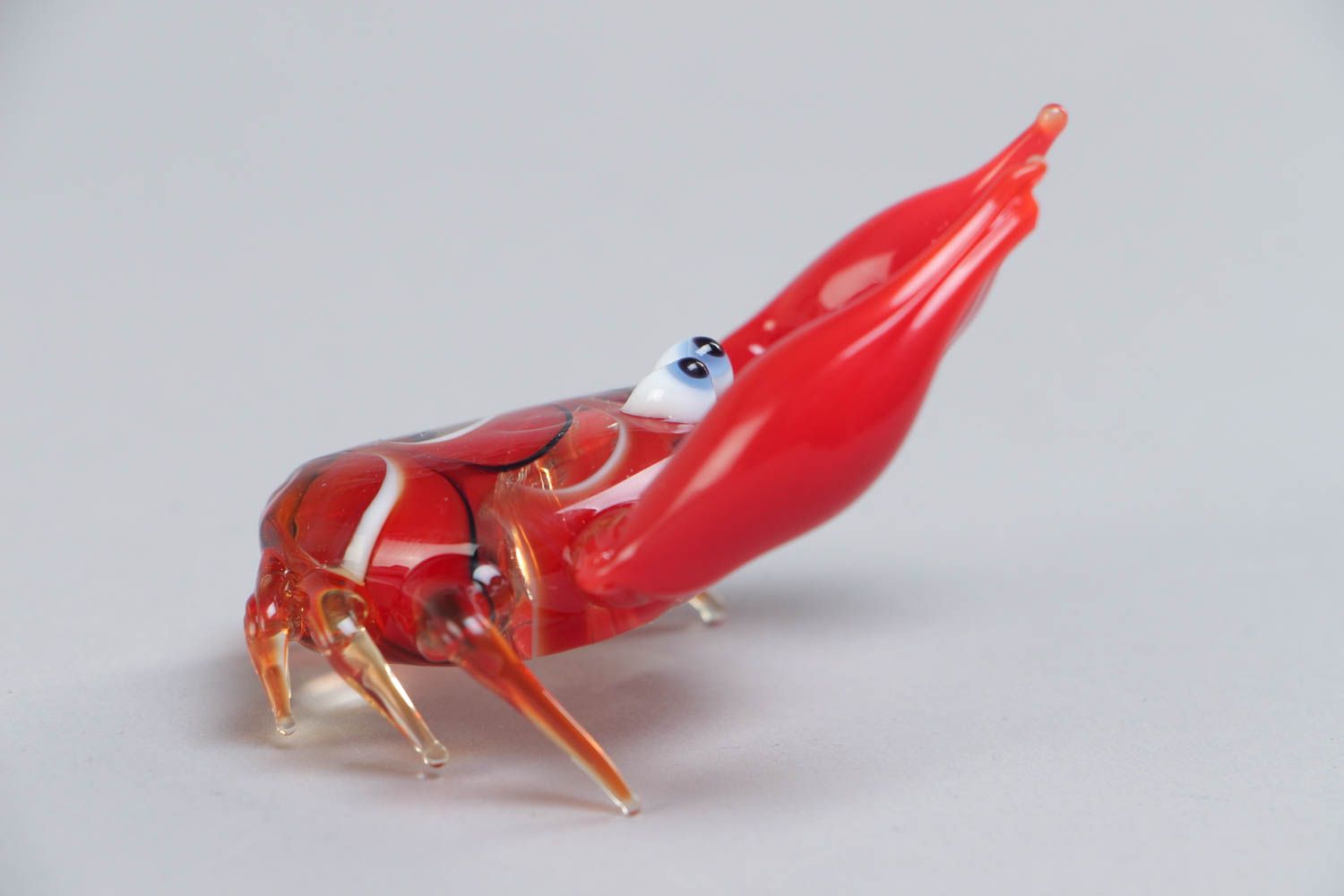 Handgemachte schöne rote Lampwork Figur aus Glas Krabbe in Lampwork Technik  foto 2