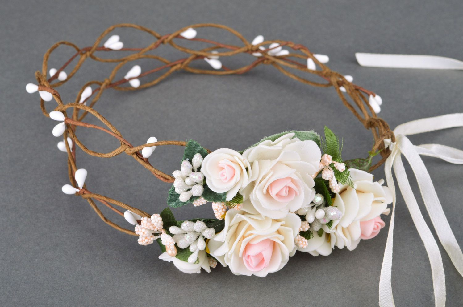 Beautiful handmade flower headband Cherry Blossom photo 2