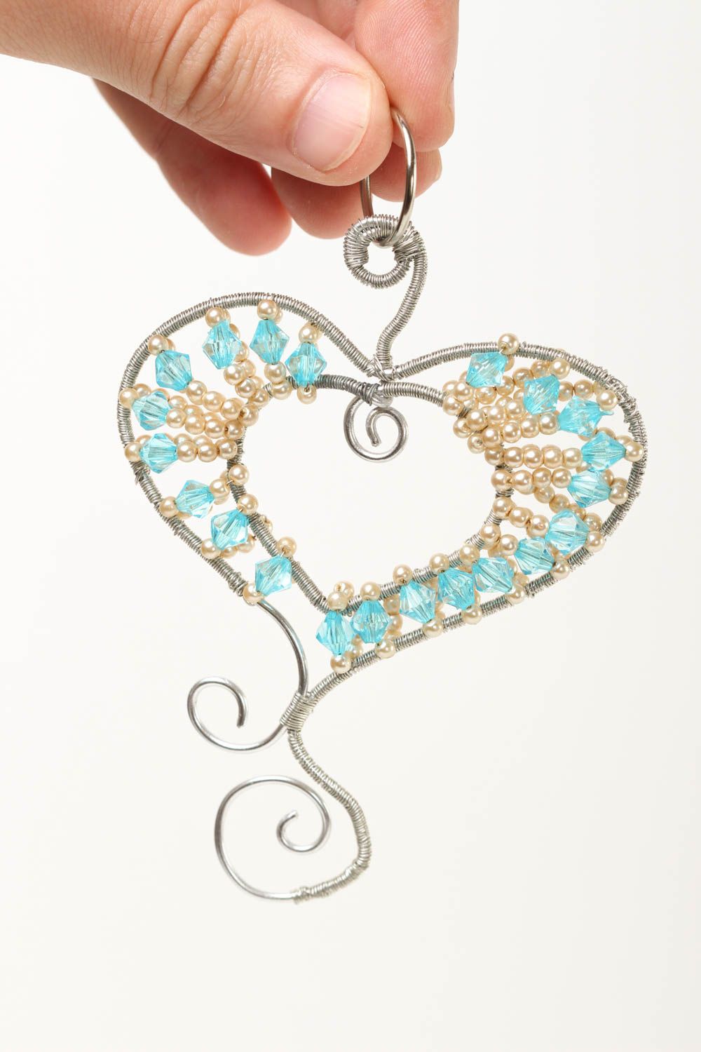 Pendentif coeur bleu Bijou fait main grand design original Cadeau pour femme photo 5