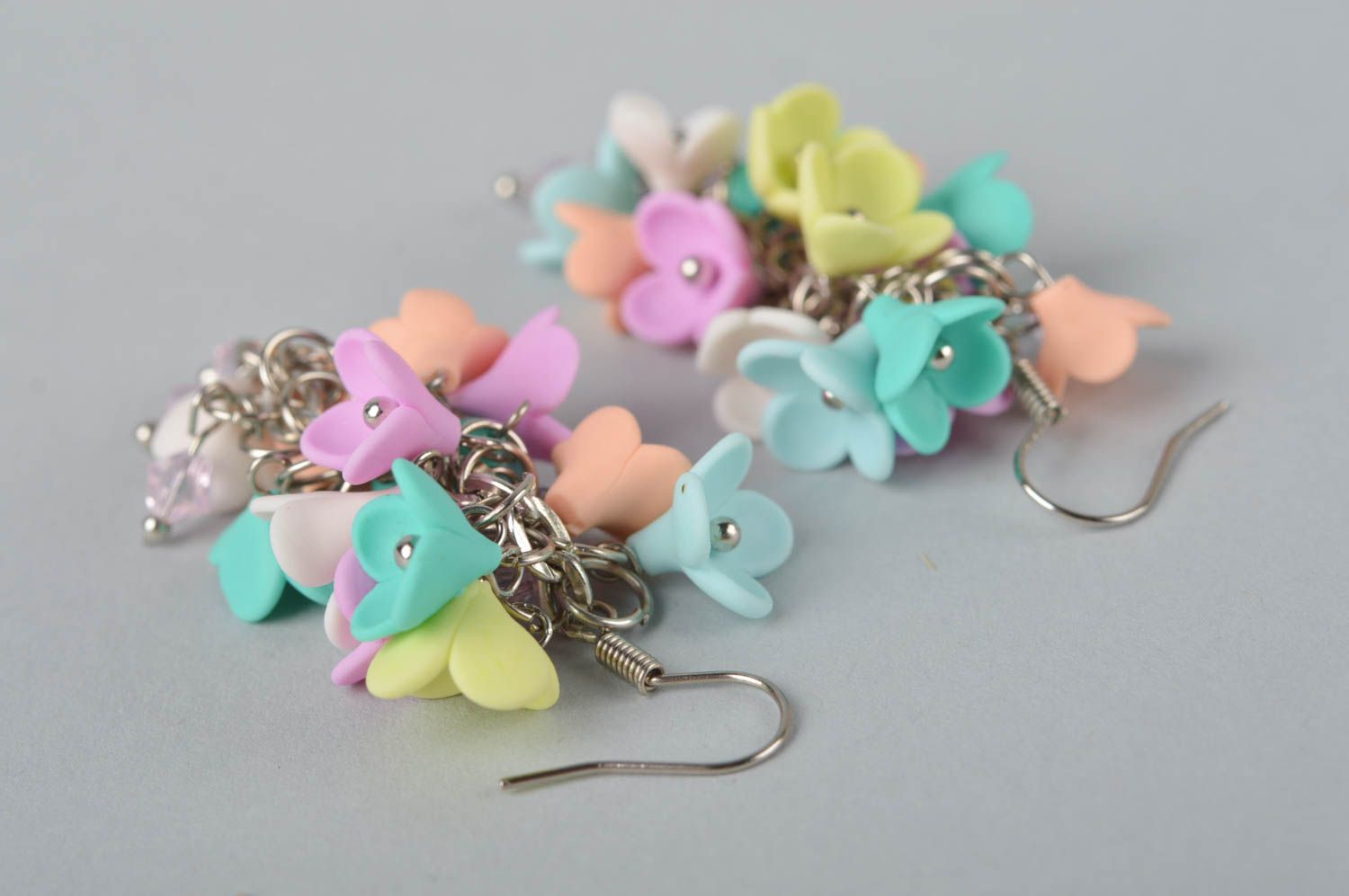 Handmade beautiful earrings stylish polymer clay jewelry flower earrings photo 1