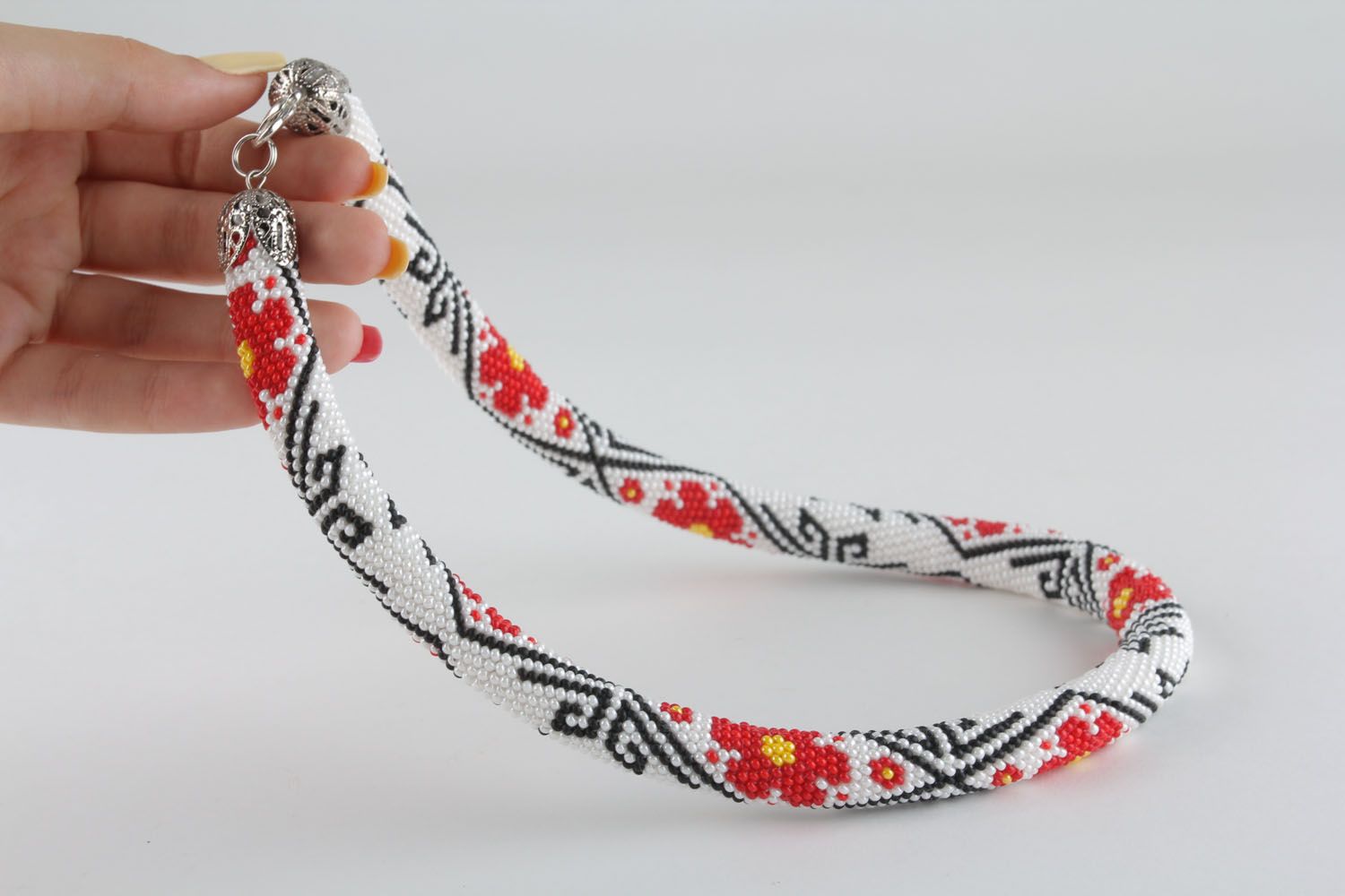 Beaded handmade cord necklace photo 4