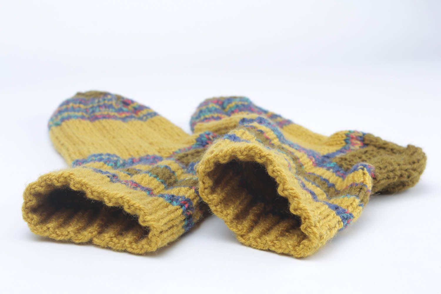 Chaussettes tricot main chaudes rayées  photo 4