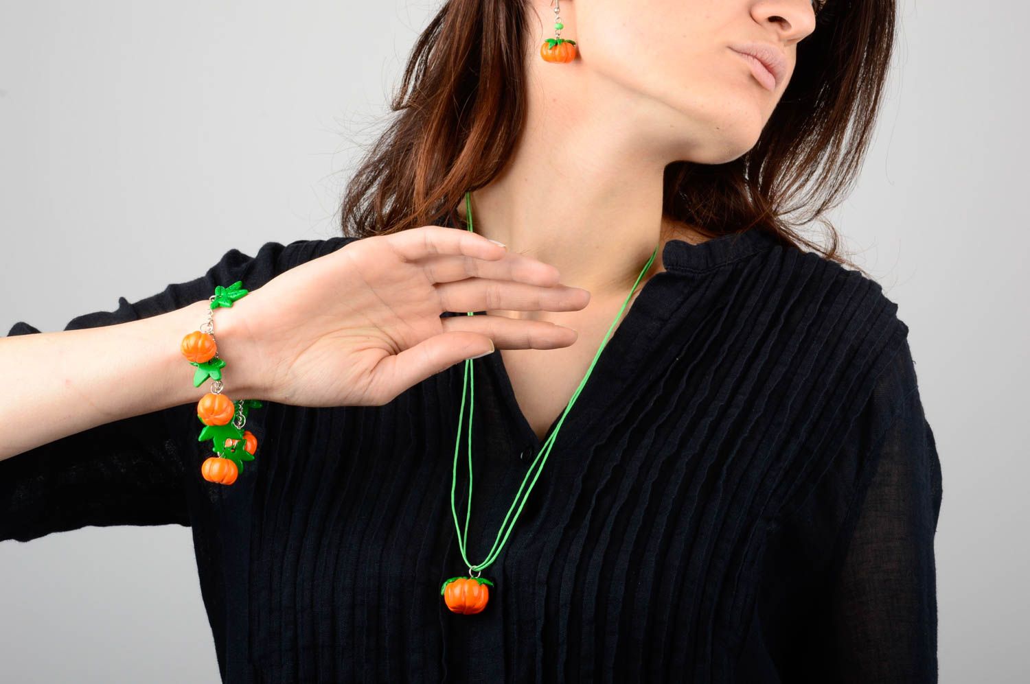 Handmade jewelry set plastic earrings bracelet pendant polymer clay ideas photo 3