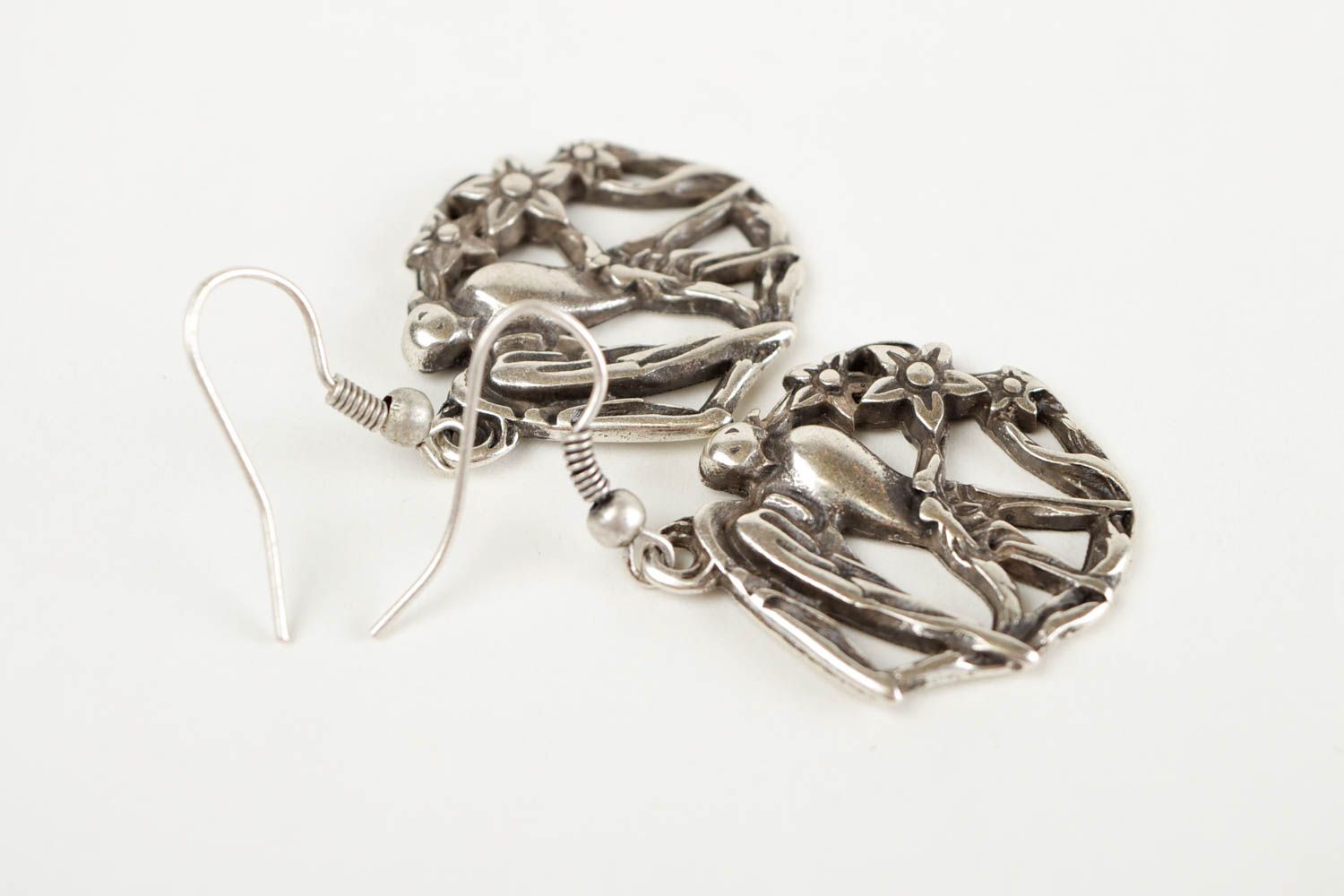 Long handmade earrings swallow bird charms metal woman accessory designer gift photo 5