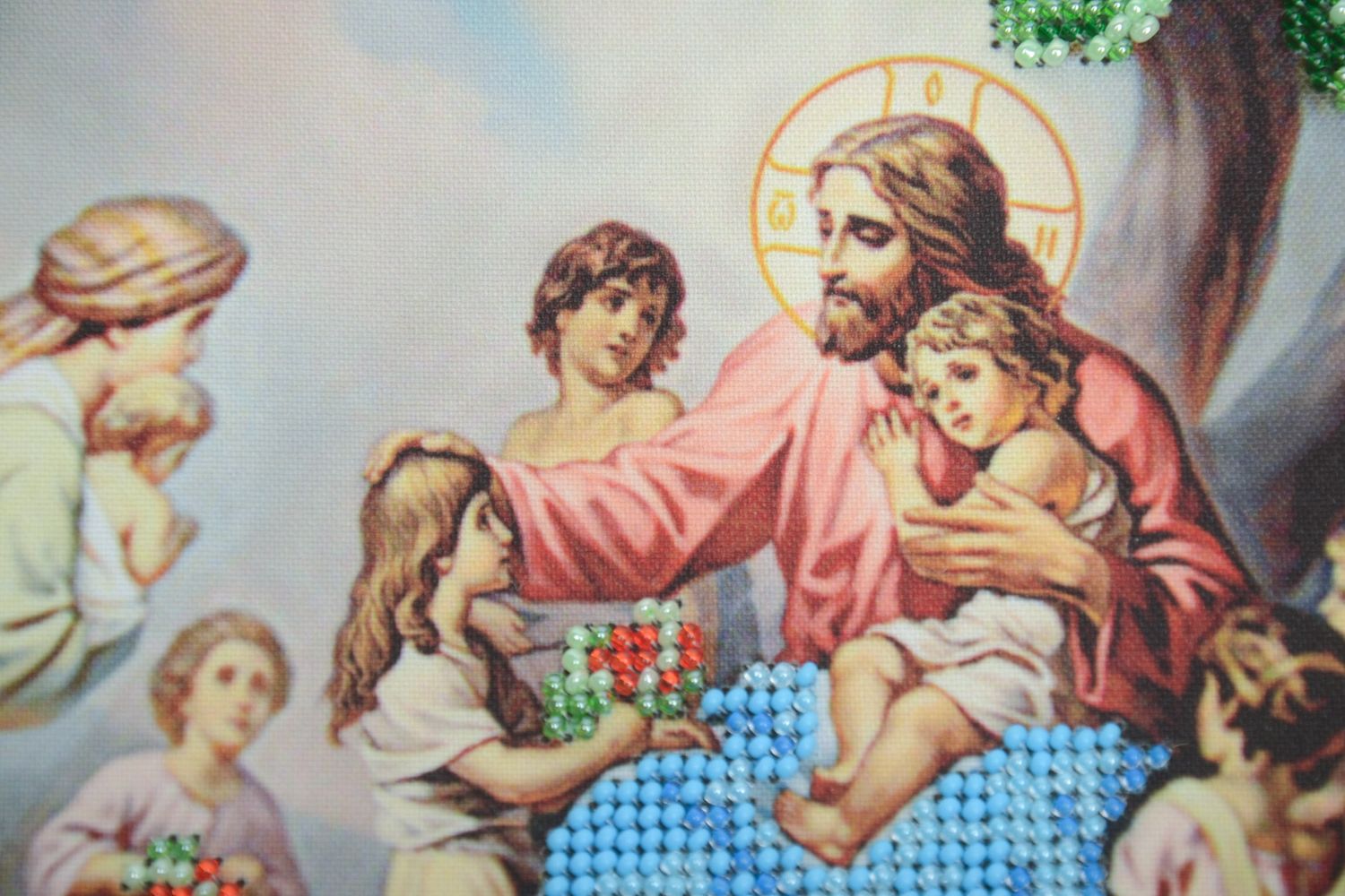 Icône religieuse de bénédiction des enfants brodée avec perles de rocaille photo 3