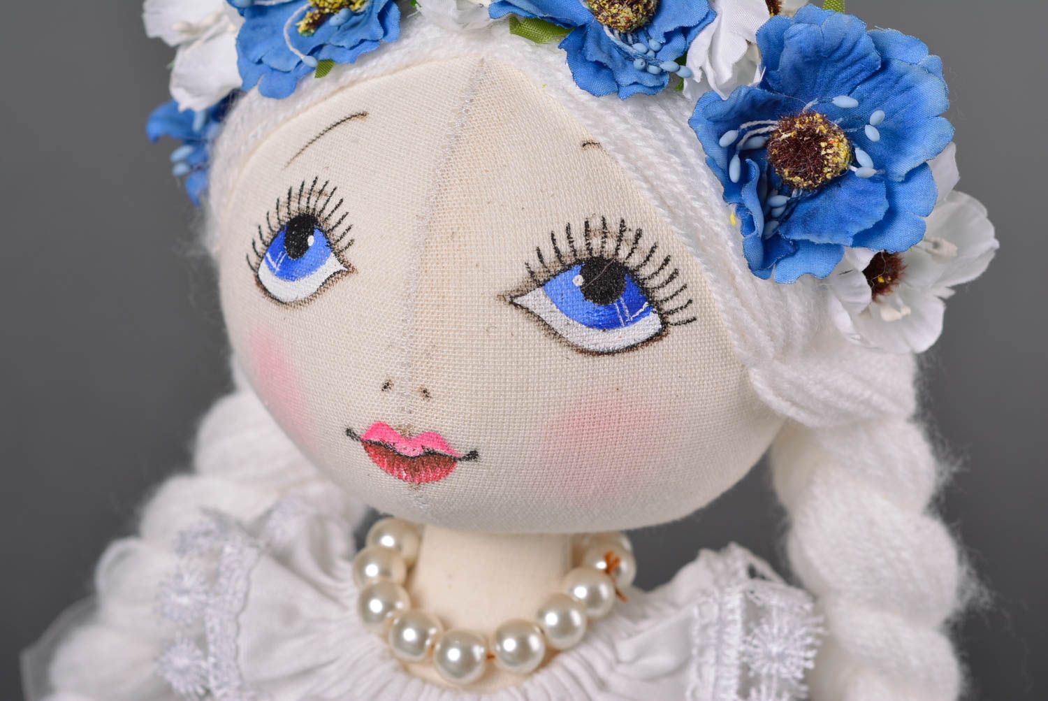 Кукла ручной работы кукла из ткани мягкая кукла с косичками небольшая красивая фото 2