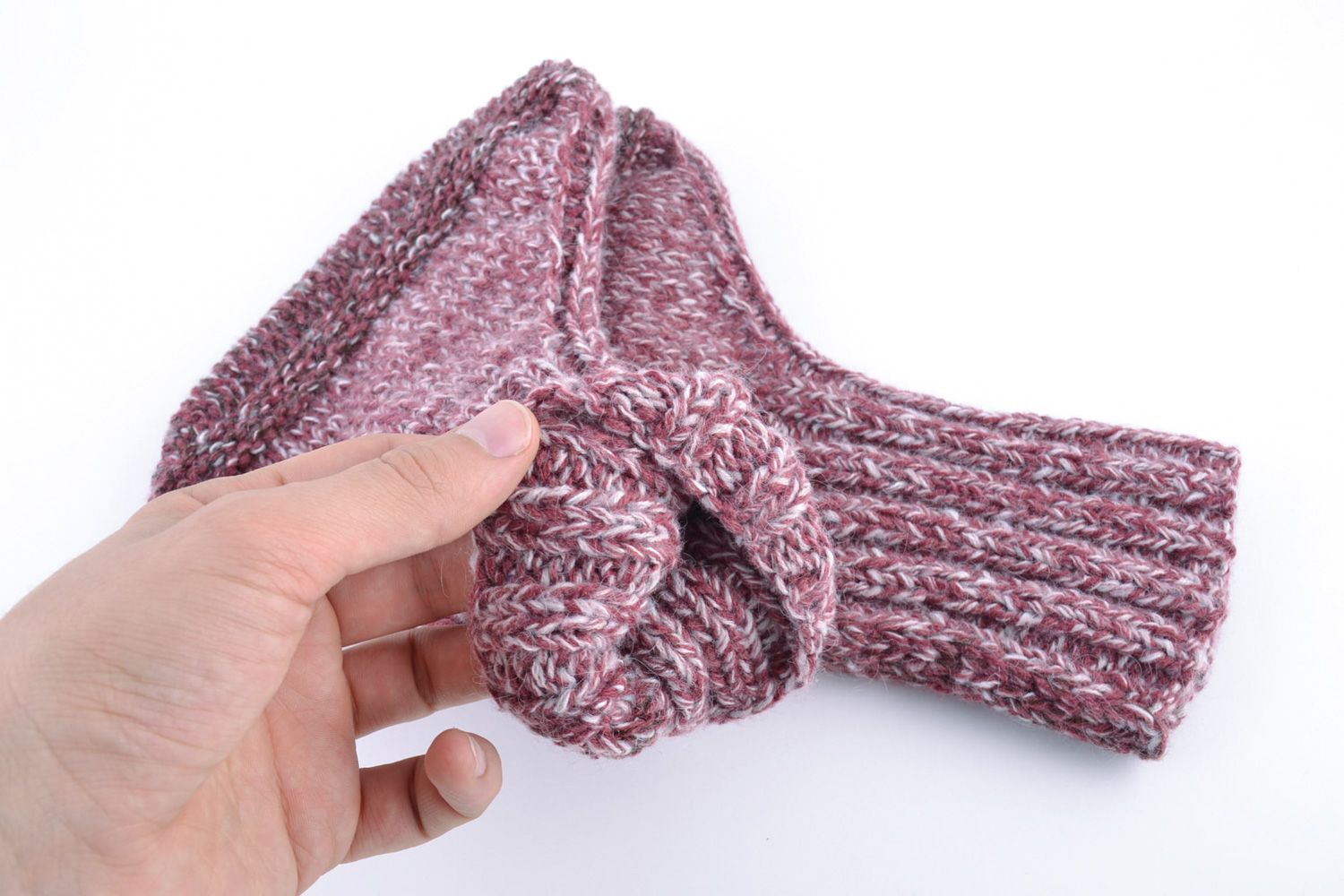Chaussettes tricotées de laine violettes faites main pour tous les âges photo 2