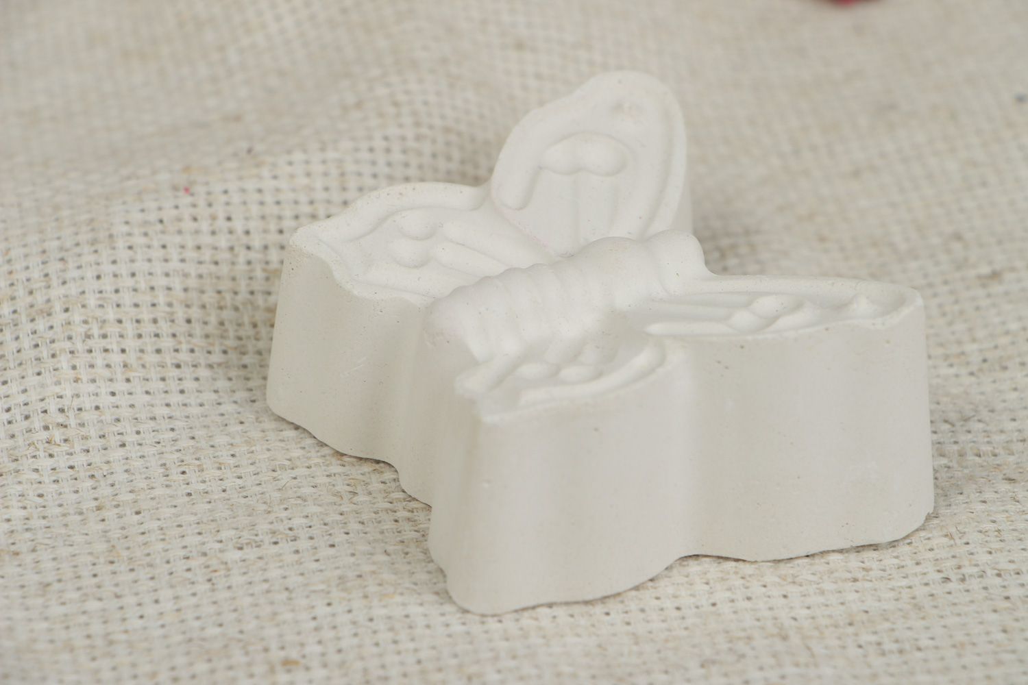 Handmade small unpainted plaster blank for painting in the shape of butterfly photo 4
