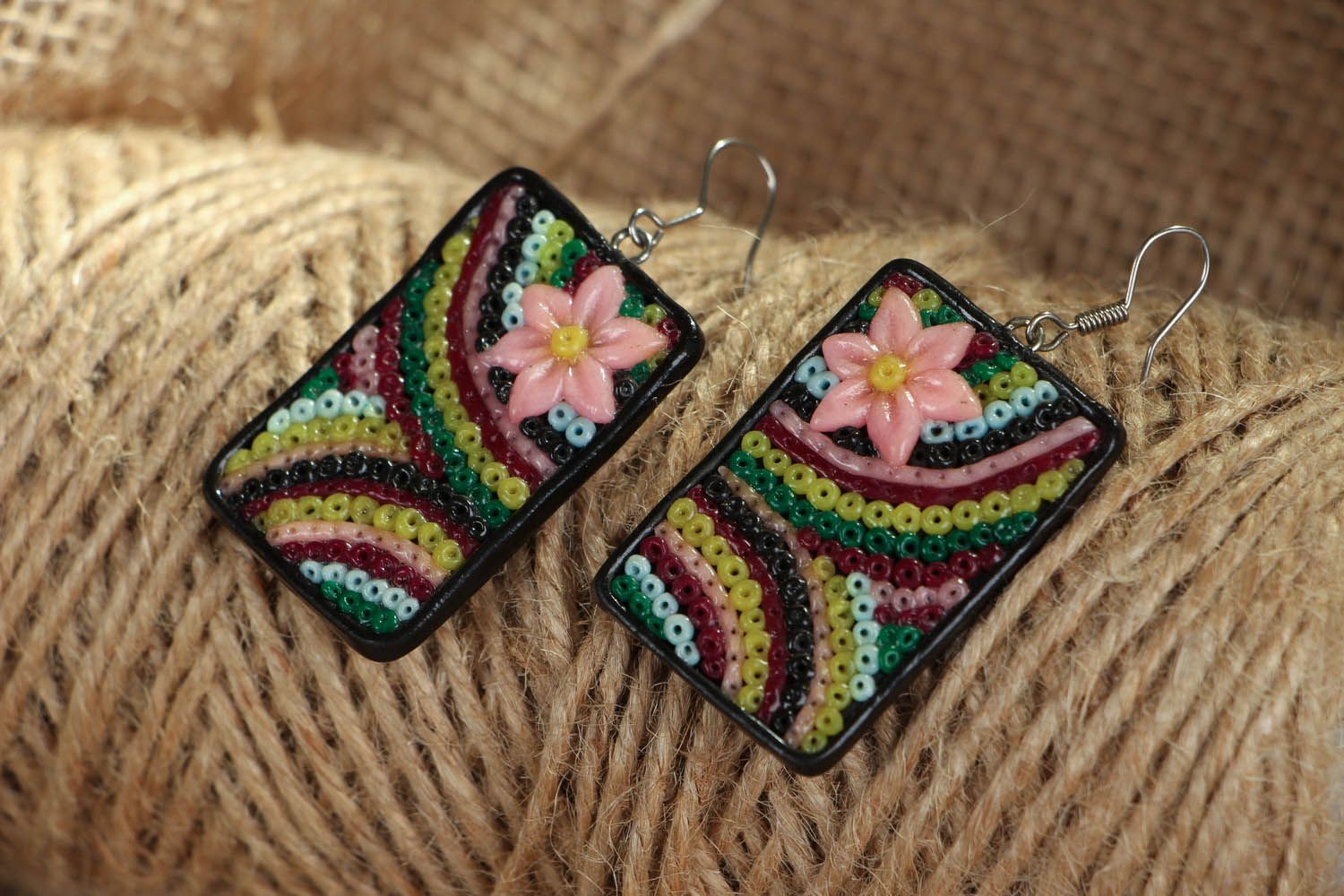 Earrings made of polymer clay photo 3