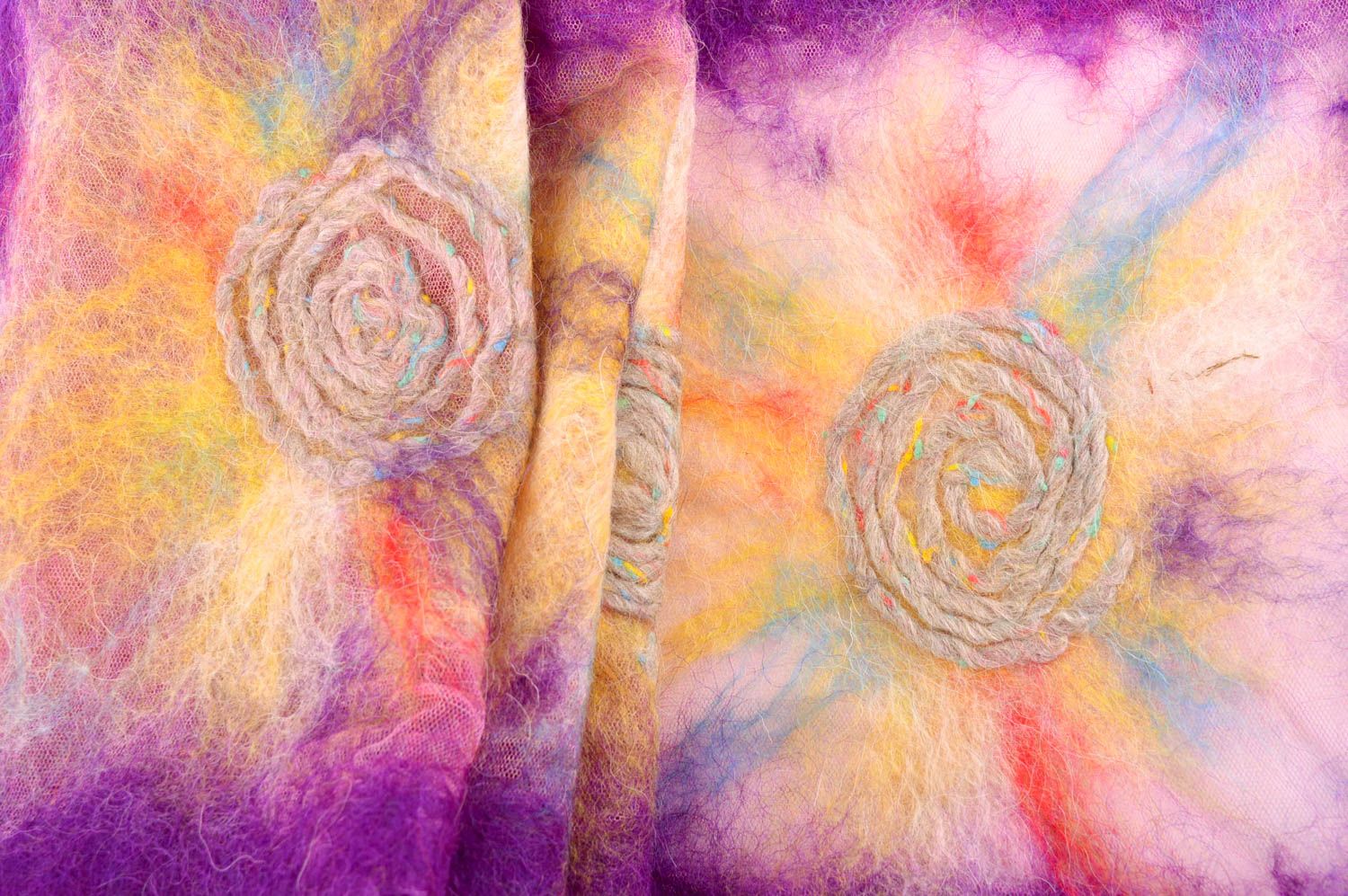 Шарф из шерсти женский шарф ручной работы шерстяной шарф необычный фиолетовый фото 4