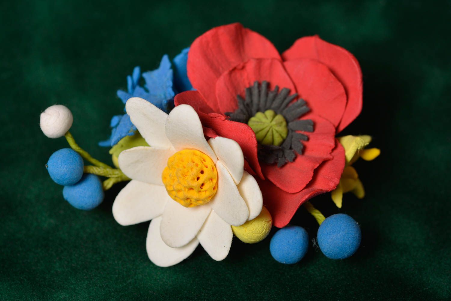 Women's beautiful handmade polymer clay flower brooch designer accessory photo 1