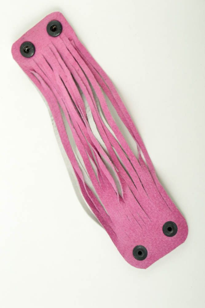 Handmade breites Leder Armband Designer Schmuck Accessoire für Frauen rosa weiß  foto 2