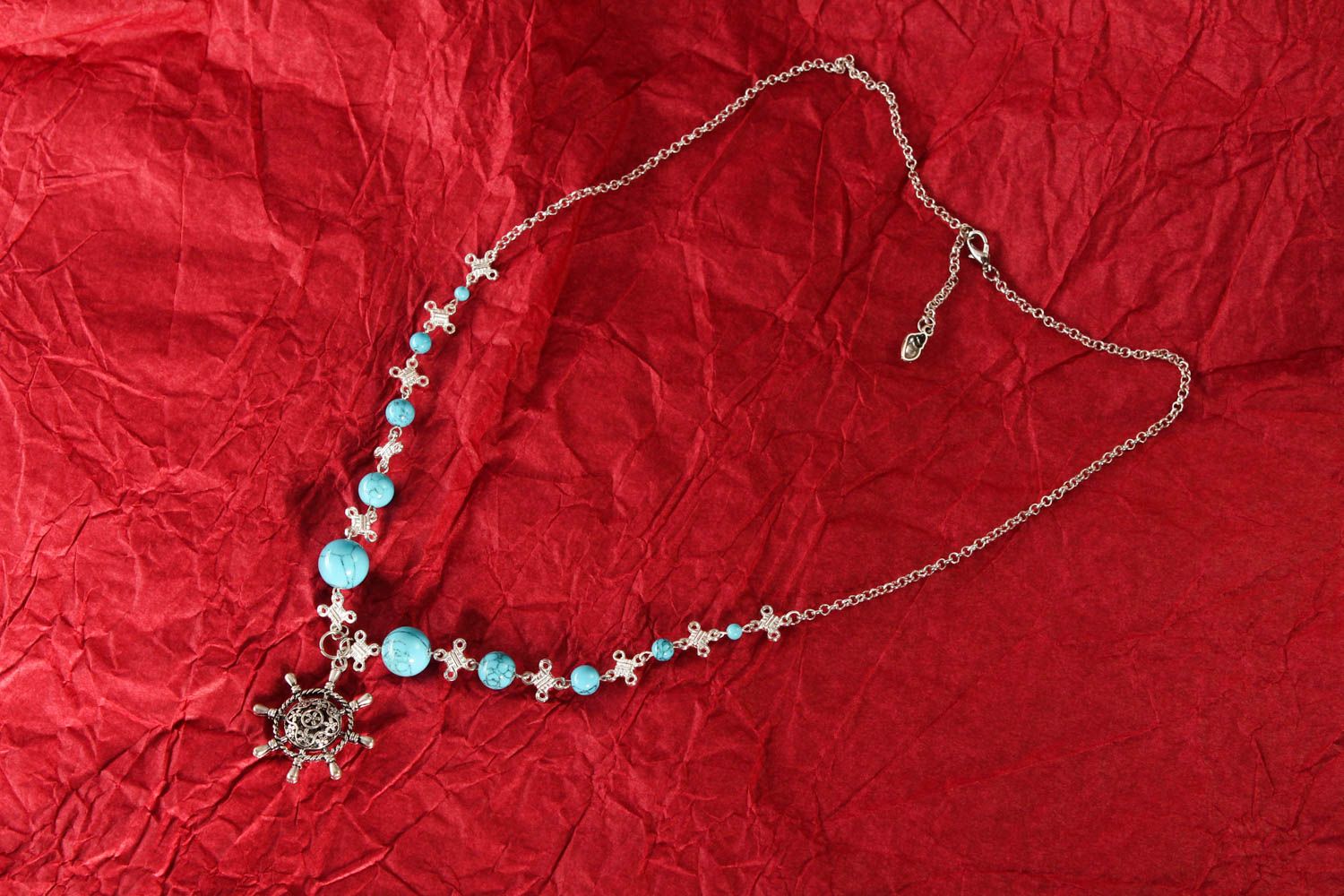 Damen Halskette Halsschmuck für Damen Schmuck Collier schöne Handarbeit in Blau foto 1