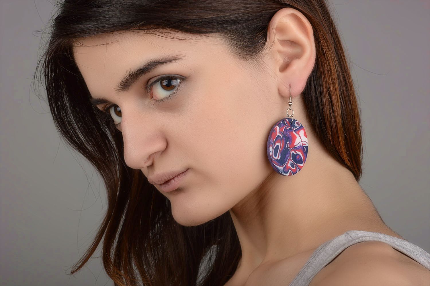 Handmade runde Ohrringe Polymer Clay Schmuck Accessoire für Frauen buntfarbig foto 5