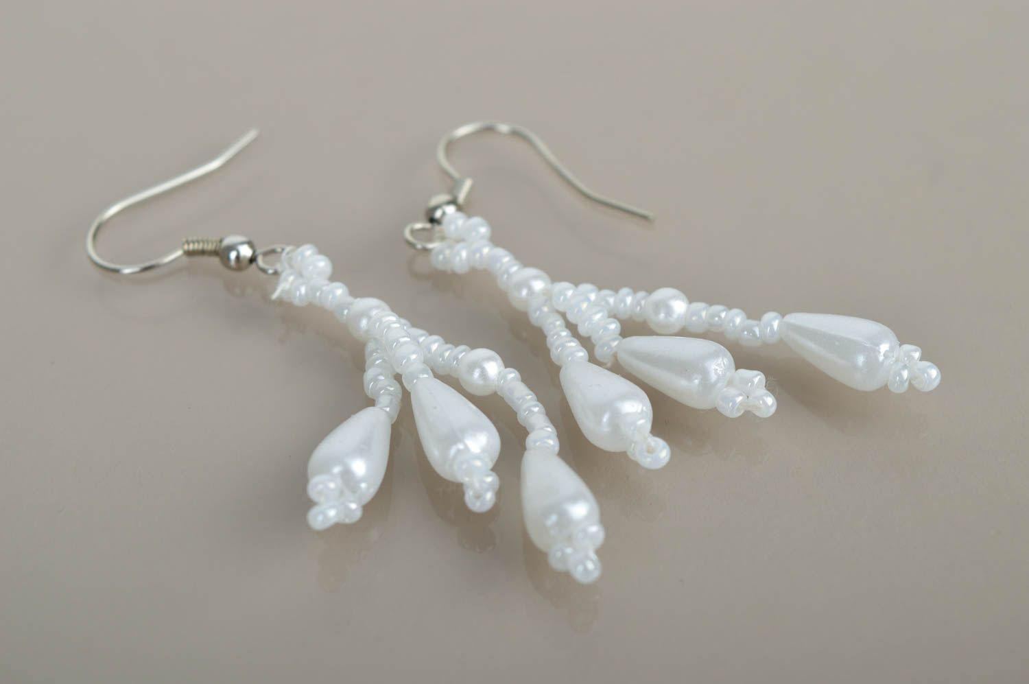 Juwelier Modeschmuck lange weiße schöne Handmade Ohrringe Geschenk für Frauen foto 3