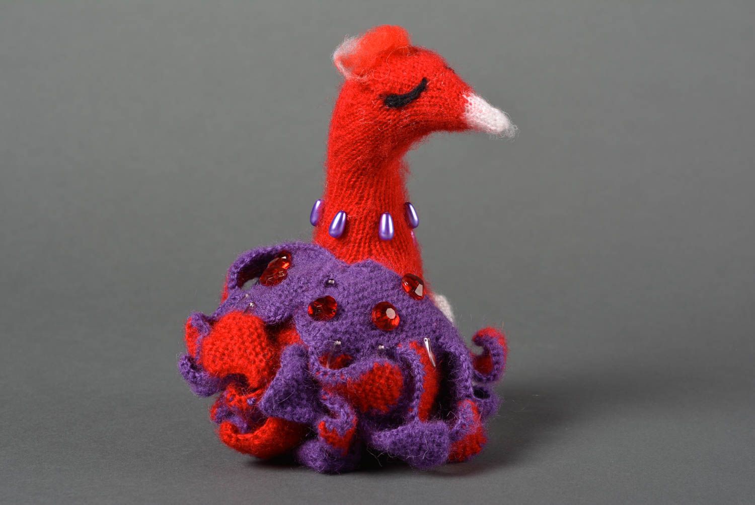 Handgemachtes Spielzeug gestricktes Spielzeug Baby Kuscheltier Vogel mit Küken foto 5