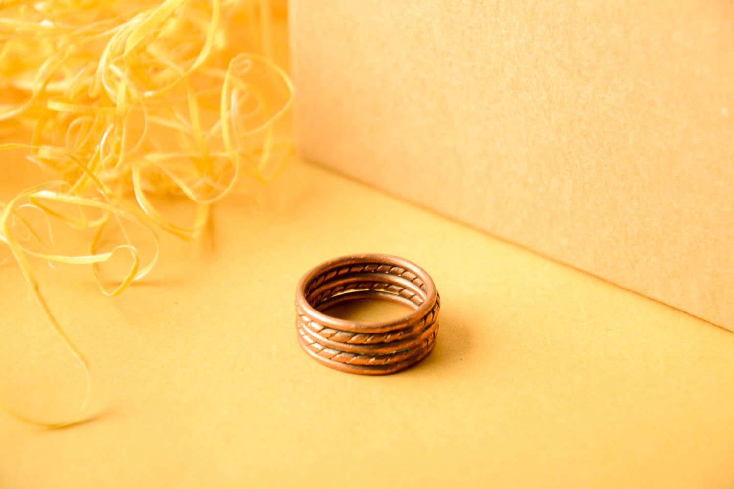 Handmade Kupfer Ring Damen Modeschmuck Accessoire für Frauen künstlerisch foto 1