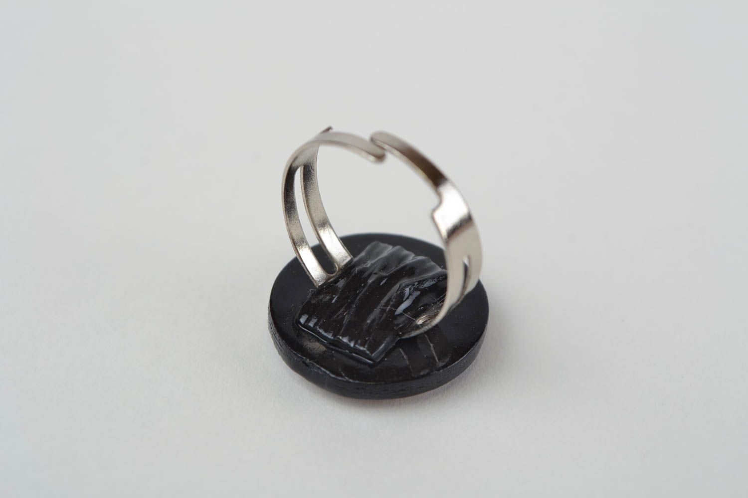 Кольцо из полимерной глины и художественной глазури круглое стрекоза хэнд мэйд фото 5