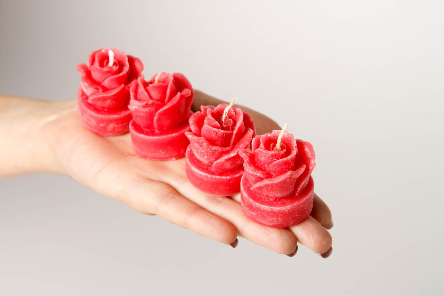 Velas hechas a mano adornos para la casa regalo para chica 4 rosas rojas foto 2