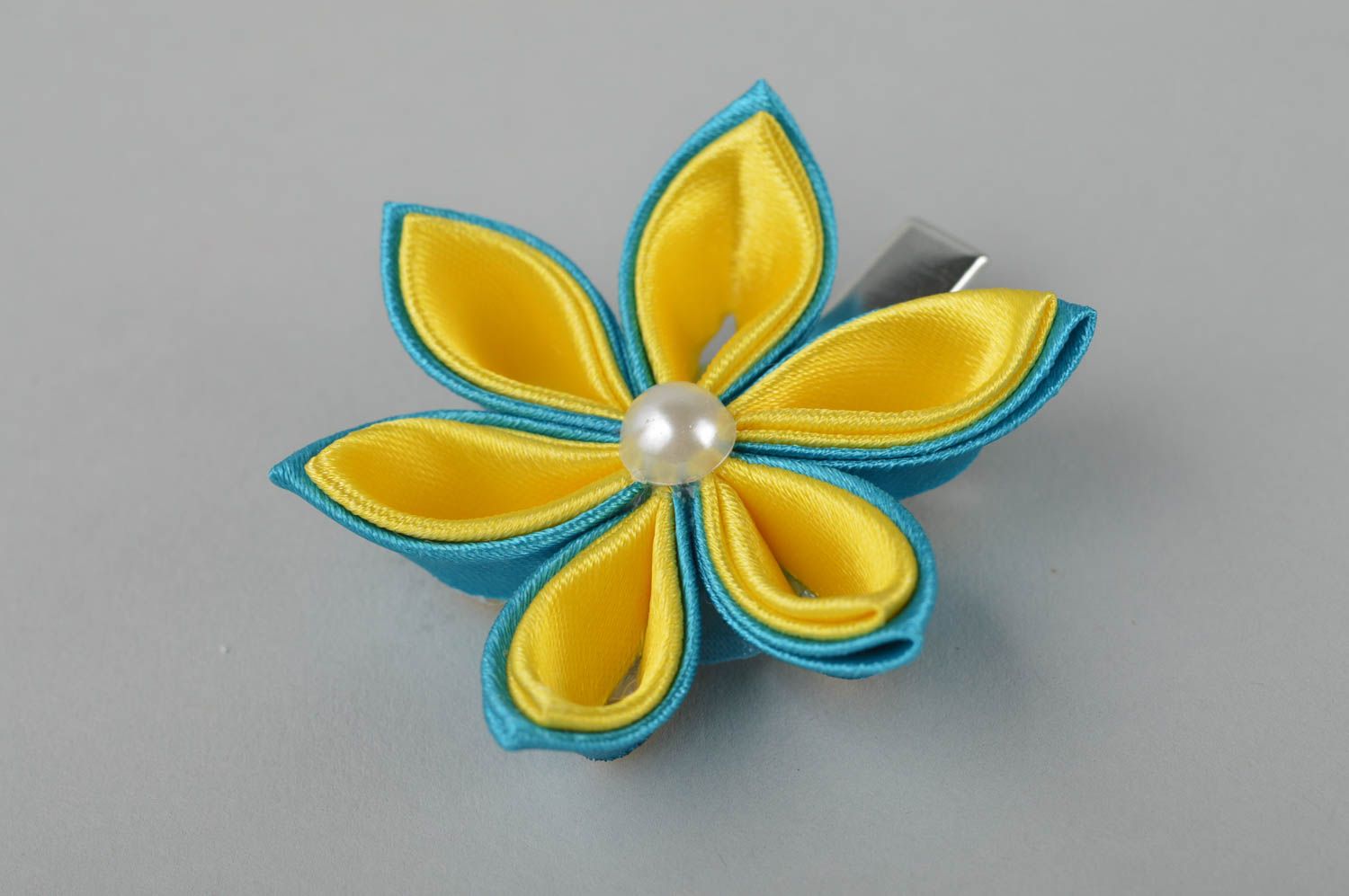 Stylish handmade textile flower barrette hair clip accessories for girls photo 2