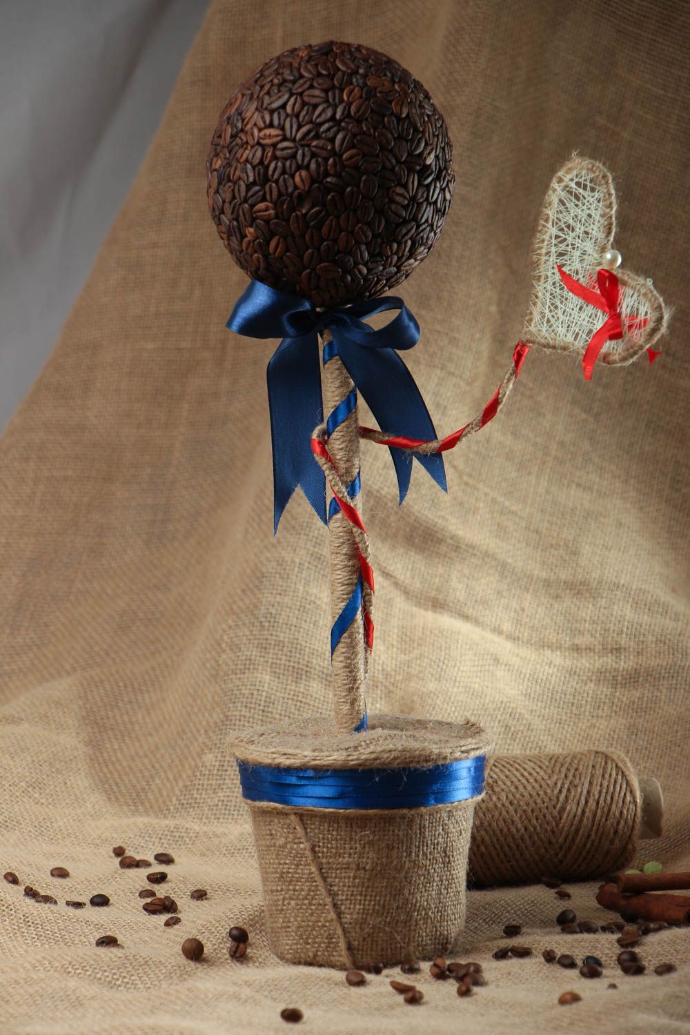 Topiario albero decorativo fatto a mano di grani caffè alberello della felicità foto 5