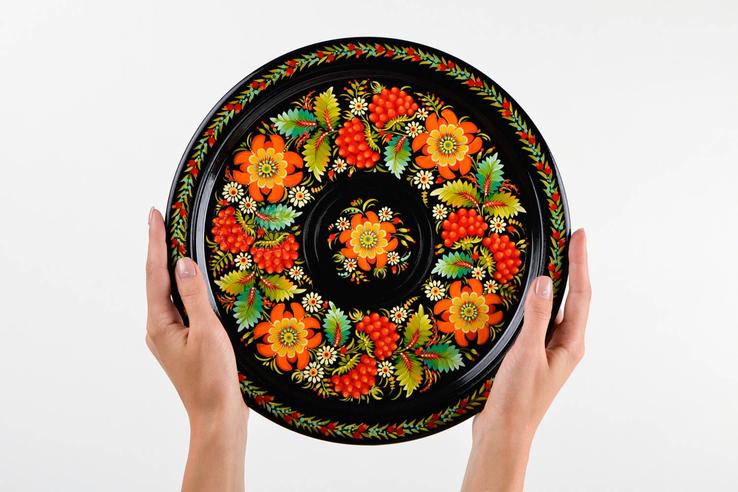 Handmade designer wooden plate stylish beautiful plate decorative use only photo 2