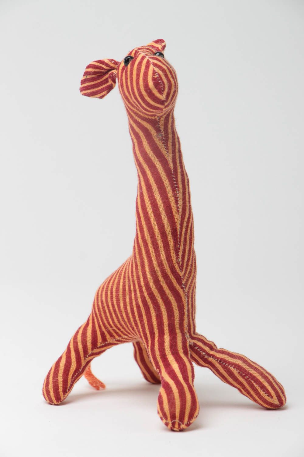 Handmade Stoff Kuscheltier Giraffe weich gestreift lustig schön für Kinder foto 2