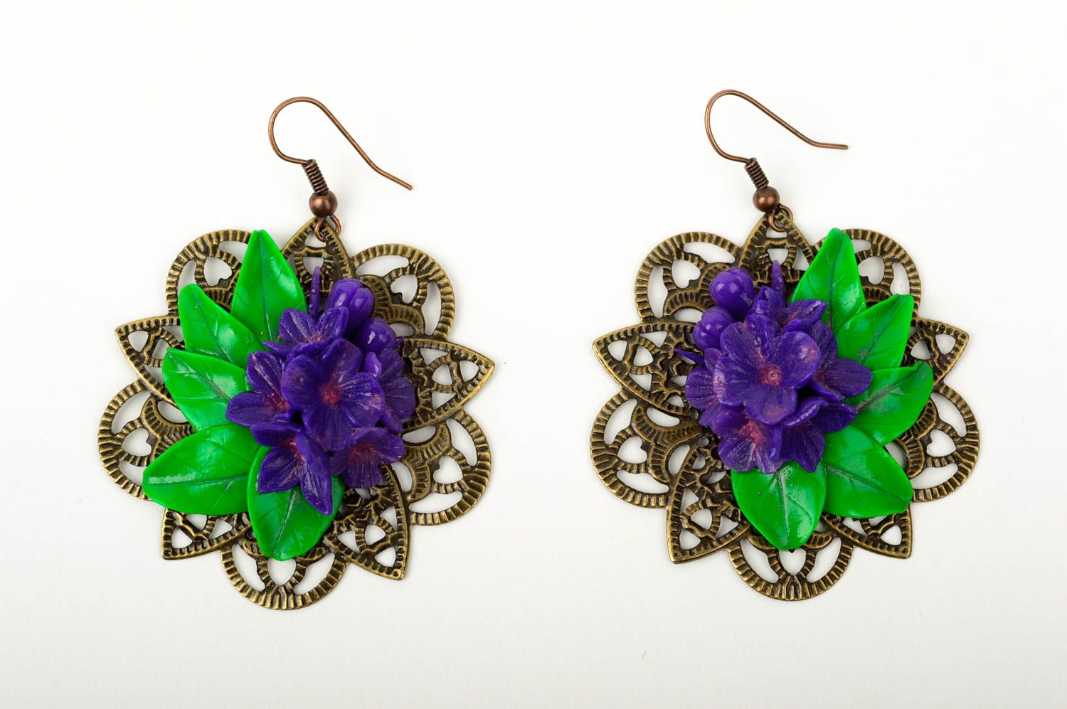 Handmade jewellery fashion earrings flower earrings polymer clay cool earrings photo 1