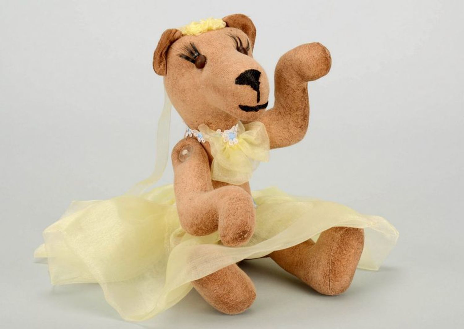 Soft fragrant toy Bear in yellow dress photo 3